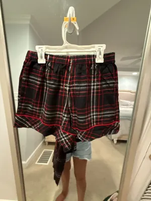 Victoria's Secret Flannel Short Pajama Set Black/Vs White/Red Yd Plaid XS thumbnail 8