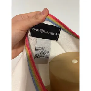 Y2K Sag Harbor Vintage White Rainbow Trim Cotton Cardigan Medium Australia thumbnail 3