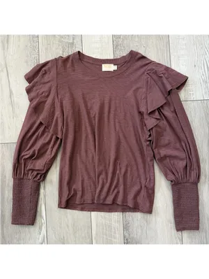 NationLTD Reva Victorian Inspired Statement Sleeve Minimalistic Cotton Tee Large thumbnail 6