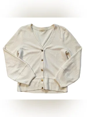 Madewell Ivory Textured Button Front Cardigan Sweater thumbnail 2