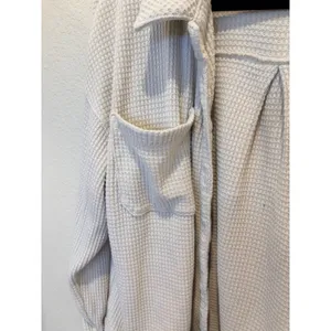 Madewell Waffle Knit Shacket Shirt Jacket Cream Off White Button Down XL thumbnail 6