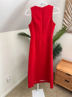 English laundry red Bow Embellished Sleeveless A-Line Dress XS thumbnail 5