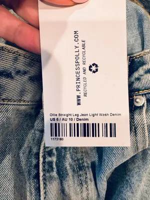 NWT Princess Polly Ollie Straight Leg Cuffed Jeans Denim Light Wash 6 High Waist thumbnail 7