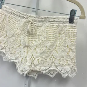 Express Crochet Lace Boho Tassel Shorts XS Off White Cream Coastal Festival thumbnail 3