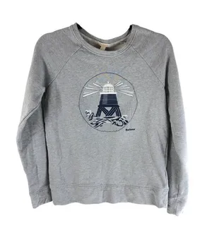 Barbour Womens Sweatshirt Pullover Crew Neck Lighthouse Heathered Gray US 4 thumbnail 1