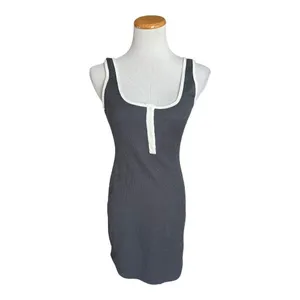 NWT Womens Urban Outfitters Navy Blue Waffle Thermal Tank Dress - Sz XS thumbnail 2