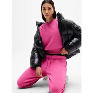 New Athleta L Forever Fleece Relaxed Crew Sweatshirt Jewel Pink Large Regular thumbnail 2