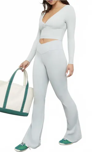 PacSun 1980 PAC WHISPER Active Gray Crossover Flare Yoga Pants Small thumbnail 1