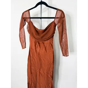 Significant Other Brianna Maxi Dress Clove Rust Off Shoulder Mesh SD250734D thumbnail 5