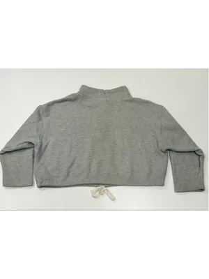 Forever 21 Cropped Funnel Neck Drawstring Sweatshirt Gray Size M b4 thumbnail 3