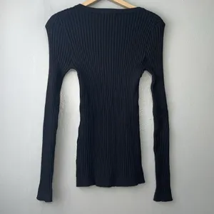MAZE Lace Up Sweater Size Medium Black Ribbed Knit Office Siren Dark Romantic thumbnail 4