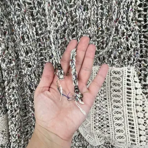 POL Hooded‎ Open Knit Lace Kangaroo Pocket Cuff Long Sleeve Pullover Size L thumbnail 7