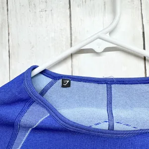 Gymshark Top Women‎ Chest XS Turbo Seamless Crop Top Blue Compression Athletic thumbnail 3