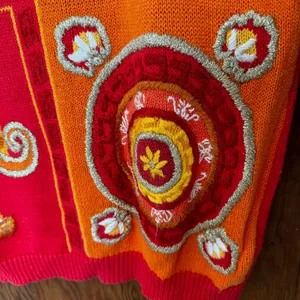 Vintage Grecian Embroidered‎ Sweater M Eccentric Artsy Geometric Maximalist 90s thumbnail 7
