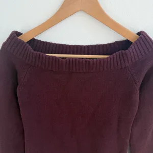 Edikted burgundy off the shoulder sweater thumbnail 2