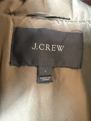 J.Crew Quilted Down Puffer Jacket Olive Green Stand Collar Zip Coat L Style 9732 thumbnail 9