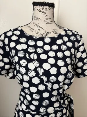 Enfocus Studio Navy & White Polka Dot Tie-Waist Midi Dress thumbnail 3