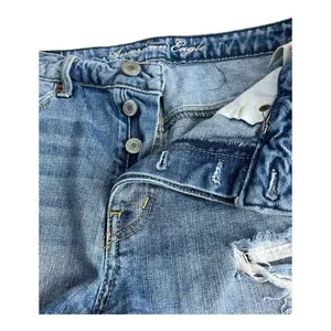 American Eagle Denim Shorts Women Size 8 Blue Distressed Button Fly Y2K Cutoff thumbnail 7