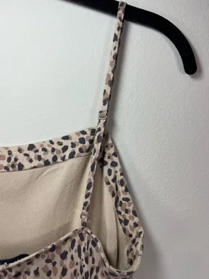 Abercrombie & Fitch Leopard Print Mini Slip Dress Brown Tan Lined Adjustable XS thumbnail 10