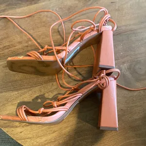 ASOS Orange Strappy Heels with Square Toe thumbnail 3