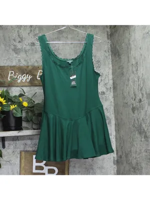 NWT Wild Fable Lace Drop Waist Mini Skater Dress with Built-In Briefs Green L thumbnail 2