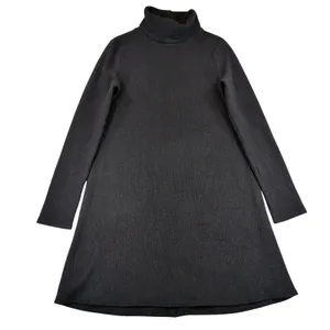 Lulus Black Turtleneck Long Sleeve Ribbed Knit A-Line Mini Dress DD3196 Small thumbnail 1