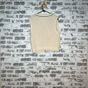 American Eagle | women knitted cream button down sweater vest thumbnail 6