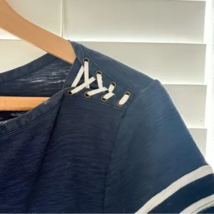 Ralph Lauren Crew Neck Tennis Dress Women’s Navy Blue White Striped Size L thumbnail 3