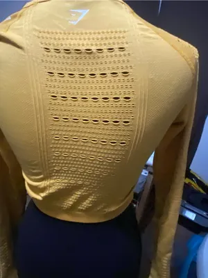 Gymshark Women’s Yellow Long-Sleeve Cropped Knit Top thumbnail 5