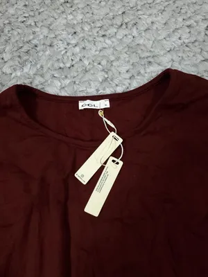 OGL Cotton Lyocell Easy Airy Midi Dress with Self-Tie Ruby Red Women's Size XL thumbnail 2