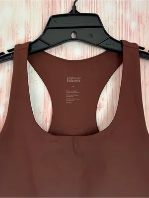 Girlfriend Collective Cafe Brown Paloma Racerback Sports Bra Style 1002 Sz M thumbnail 4