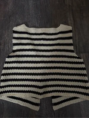 Isalis Crochet Cream and Black Cardigan Vest thumbnail 5
