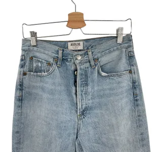 Agolde‎ Riley High Rise Straight Crop Jeans Denim Shatter Wash Blue Size 27 thumbnail 4