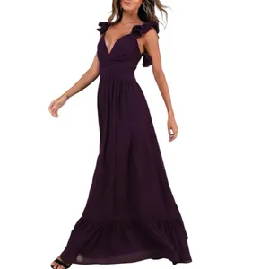 NWT Lulus Soiree Celebration Purple Ruffled Lace-Up Maxi Dress Size XS thumbnail 2