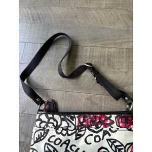 COACH Graffiti Kyra Poppy‎ black white red sateen shoulder crossbody bag F16864 thumbnail 12