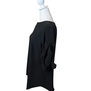 Revolve Amanda Uprichard Merris Top Black Puff Sleeve Large Minimalist Neutral thumbnail 5