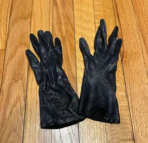 Vintage French Leather Gloves Silk Lined Hand Cut Evening-wear Formal Wedding guest Prom or daily sun cover Versatile Whimsygoth thumbnail 1
