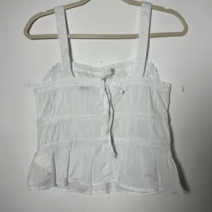 Madewell White Ruched Smocked Peplum Tank Top Womens Size‎ S thumbnail 2