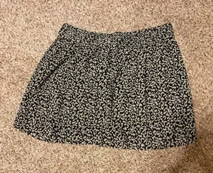 LOFT Black and Cream Printed Leopard Cheetah Mini Skirt thumbnail 1