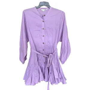 Rhode 100% Cotton Purple Ruffle Emma Mini Dress Size Medium thumbnail 2