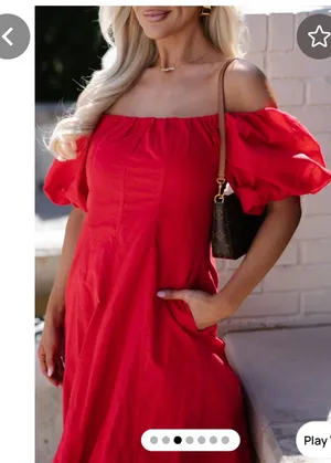 These Three Boutique Red Off the shoulder Midi Dress thumbnail 2