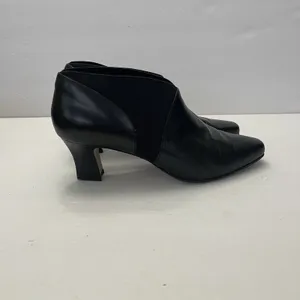Nine West Shaw Black Leather‎ Heel Ankle Bootie Shoes Square Toe Womens 7.5 thumbnail 3