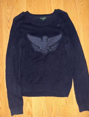Vintage Navy Blue Ralph Lauren Sweater With Eagle Design  thumbnail 1