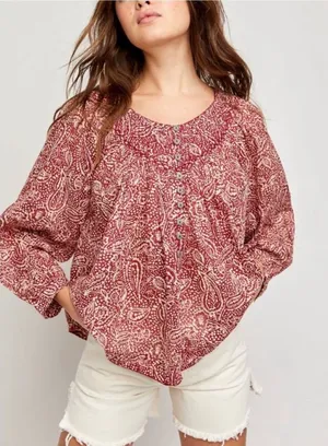 We The Free x Free People Cool Meadow Printed Top Size Medium thumbnail 1