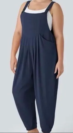 Halara Waffle Knit Jogger Overalls in Navy thumbnail 1