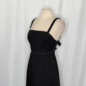 ZARA‎ Luiza Black Midi Dress Tie Back Contrast Stitching Pockets Poplin X-Large thumbnail 5