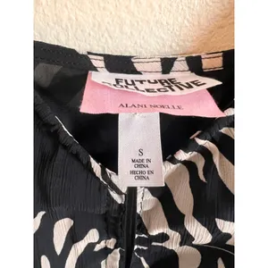 Future Collective Dress Women Small Black Tan Tropical Ruched Mini Alani‎ Noelle thumbnail 4