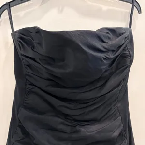 VTG Y2K Jessica McClintock Black Strapless‎ Ruched Mini Cocktail Dress LBD Sz 14 thumbnail 3