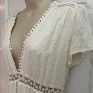Aakaa NWT Womens Large‎ Ivory Swiss Dot Lace Boho Cottagecore Maxi Dress thumbnail 2