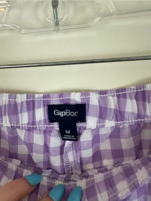 Gap Body Purple Gingham Plaid Poplin Cotton Pajama Pants Size Medium NWT thumbnail 5